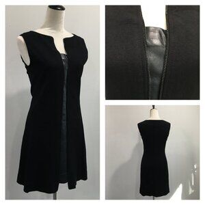 BAILEY 44 Anthropologie Black Deco Zip Leather Insert Shift/Sheath Dress